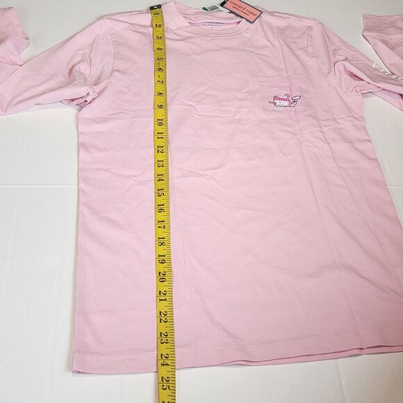 New Vineyard Vines kids sz L / 14 long sleeve whale snowman shirt flamingo pink - Picture 8 of 10